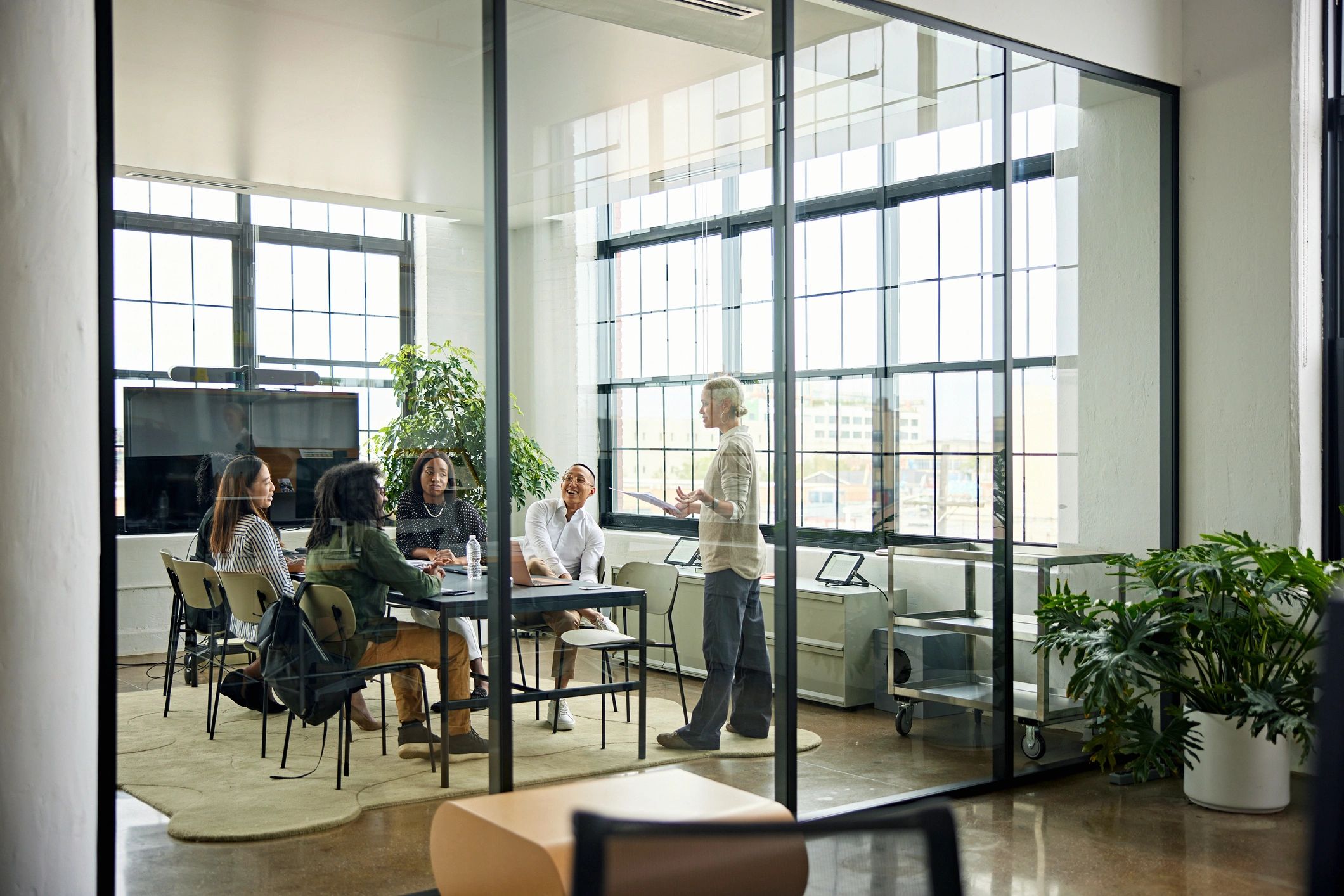 Property professionals meeting with clients