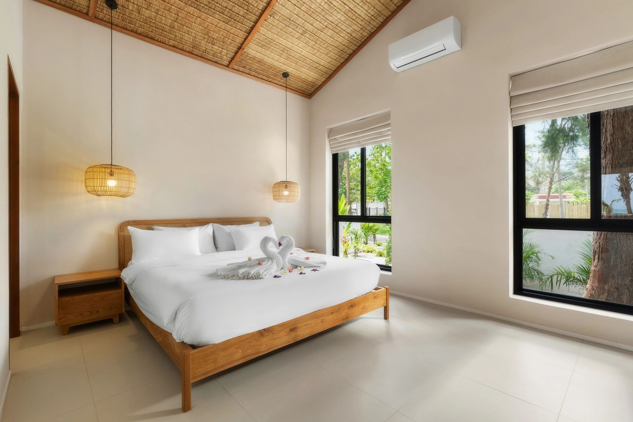 Well-staged rental bedroom interior