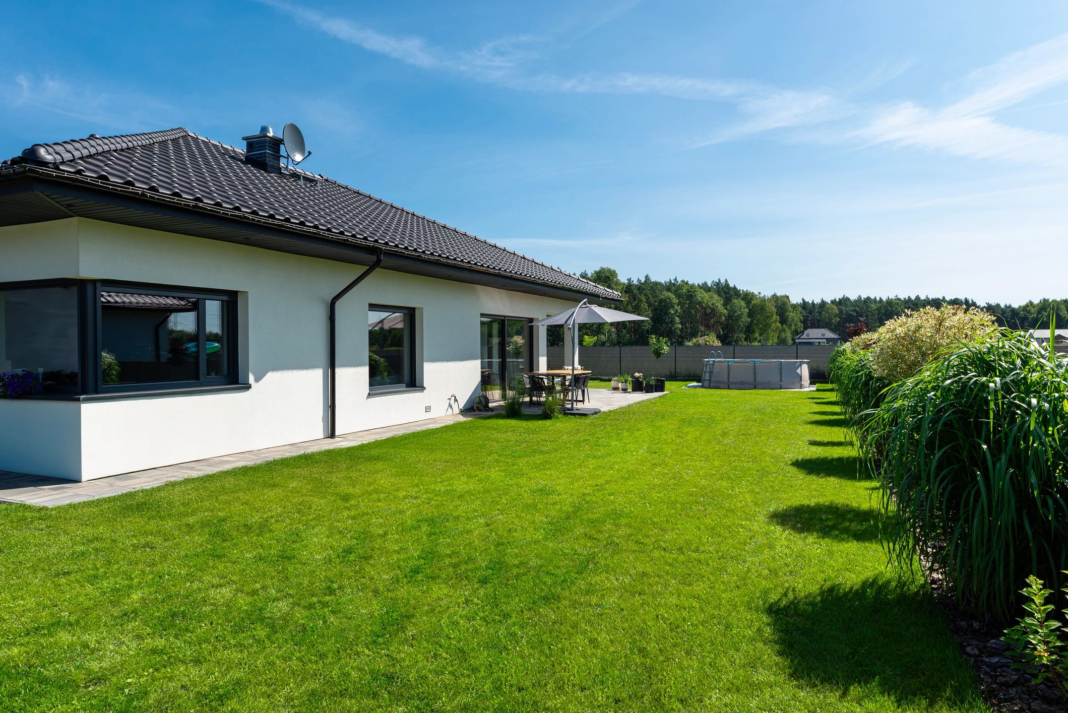 Well-maintained residential property exterior and yard
